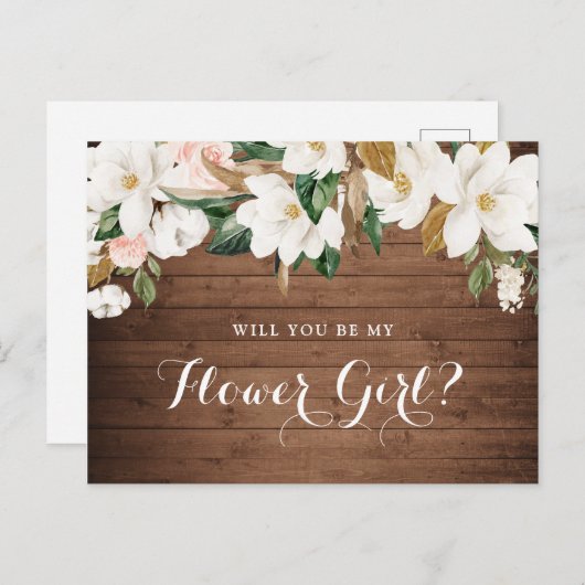 Floral Rustic Magnolia Wood.. Feestdagenkaart (Voorkant / Achterkant)