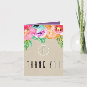Floral Rustic Modern Kraft bedankt