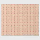Floral Rustic Pink Shabby  Retro Stripe Cadeaupapier (Vlak)