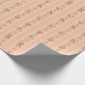 Floral Rustic Pink Shabby  Retro Stripe Cadeaupapier (Hoek)