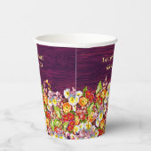 Floral Rustic Primrose Burgundy Wedding Papieren Bekers (Rechts)