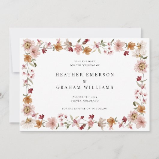 Floral Rustic slaat de datum op Save The Date (Voorkant)