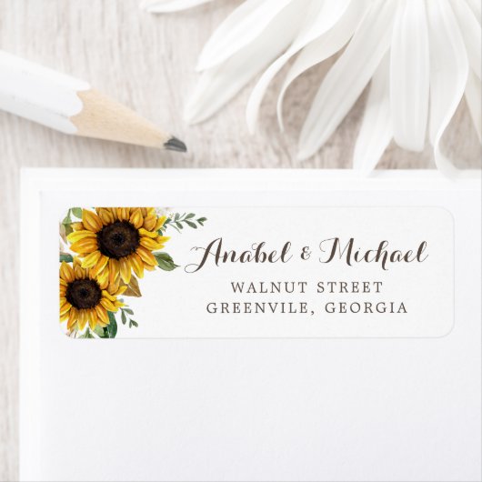 Floral Rustic Sunflower Country Barn Address Label (Insitu)