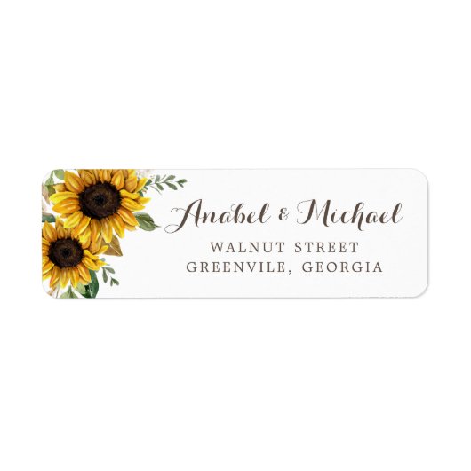 Floral Rustic Sunflower Country Barn Address Label (Voorkant)