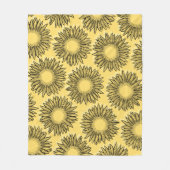 Floral Rustic Sunflower Hand Drawn Fleece Deken (Voorkant)