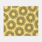 Floral Rustic Sunflower Hand Drawn Fleece Deken (Voorkant (Horizontaal))