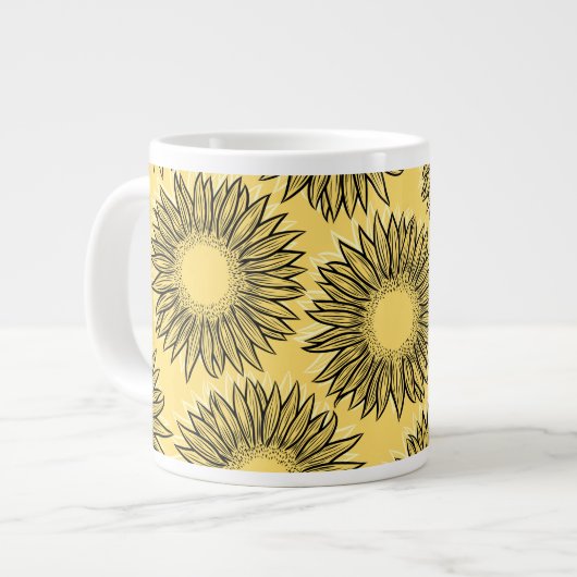Floral Rustic Sunflower Hand Drawn Grote Koffiekop (Links)