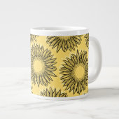 Floral Rustic Sunflower Hand Drawn Grote Koffiekop (Voorkant rechts)