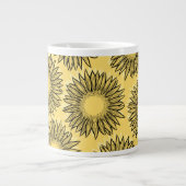 Floral Rustic Sunflower Hand Drawn Grote Koffiekop (Voorkant)