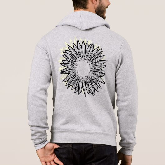 Floral Rustic Sunflower Hand Drawn Hoodie (Achterkant)