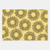 Floral Rustic Sunflower Hand Drawn Inpakpapier Vel (Voorkant 3)