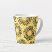 Floral Rustic Sunflower Hand Drawn Latte Mok (Rechterhoek)