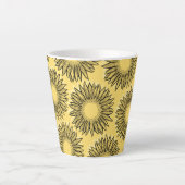 Floral Rustic Sunflower Hand Drawn Latte Mok (Voorkant)