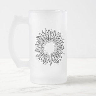 Floral Rustic Sunflower Hand Drawn Matglas Bierpul