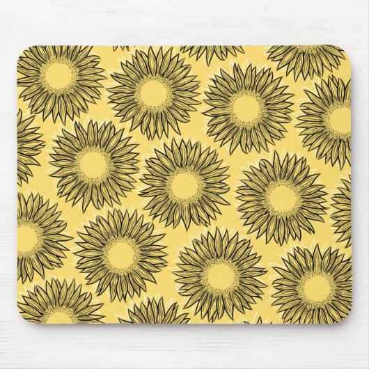 Floral Rustic Sunflower Hand Drawn Muismat (Voorkant)