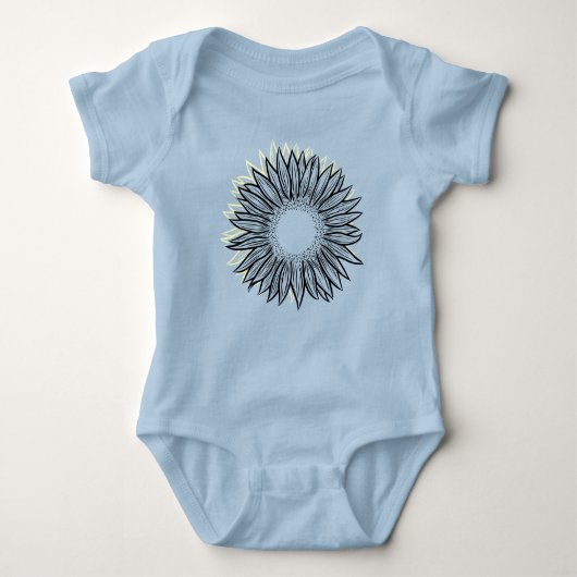 Floral Rustic Sunflower Hand Drawn Romper (Voorkant)