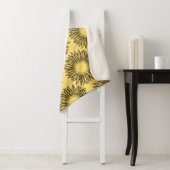Floral Rustic Sunflower Hand Drawn Sherpa Deken (In situ)