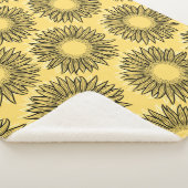 Floral Rustic Sunflower Hand Drawn Sherpa Deken (3/4)