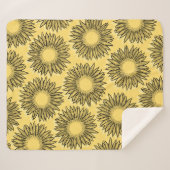 Floral Rustic Sunflower Hand Drawn Sherpa Deken (Voorkant (horizontaal))
