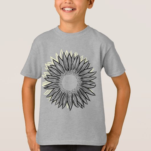Floral Rustic Sunflower Hand Drawn T-shirt (Voorkant)