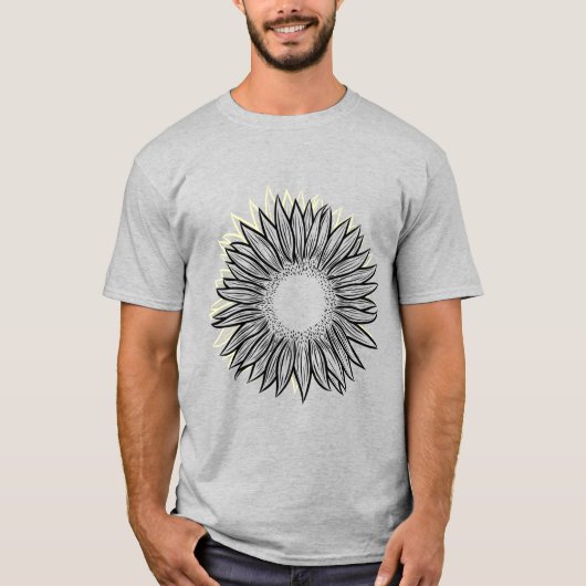 Floral Rustic Sunflower Hand Drawn T-shirt (Voorkant)