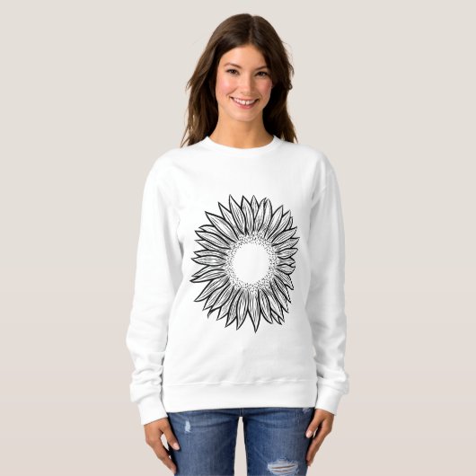 Floral Rustic Sunflower Hand Drawn Trui (Voorkant volledig)
