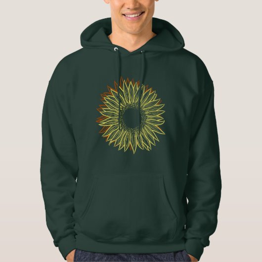 Floral Rustic Sunflower Light Hand Drawn Hoodie (Voorkant)
