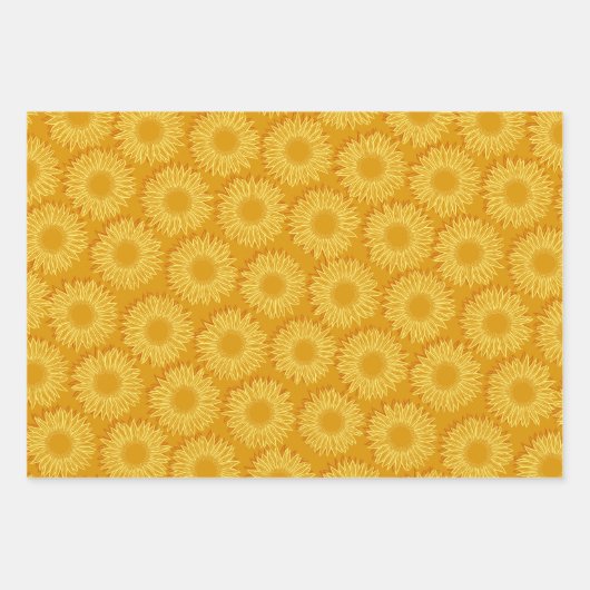 Floral Rustic Sunflower Light Hand Drawn Inpakpapier Vel (Voorkant)