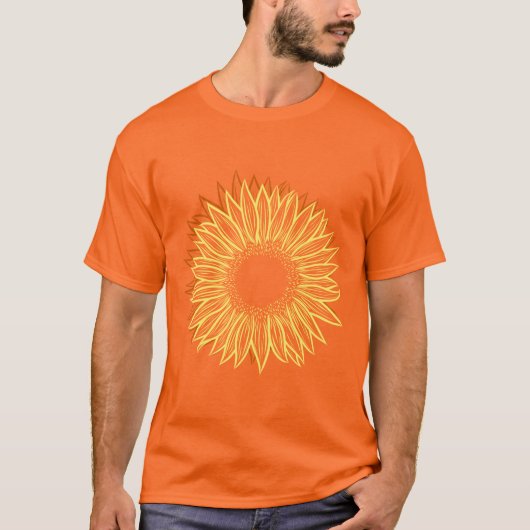 Floral Rustic Sunflower Light Hand Drawn T-shirt (Voorkant)