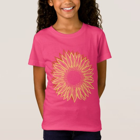 Floral Rustic Sunflower Light Hand Drawn T-shirt (Voorkant)