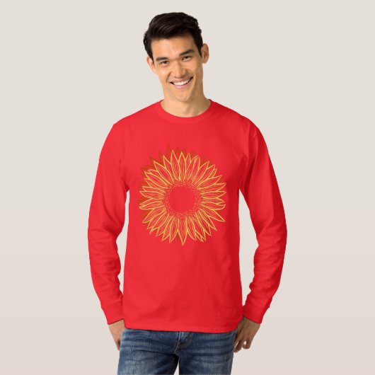 Floral Rustic Sunflower Light Hand Drawn T-shirt (Voorkant volledig)