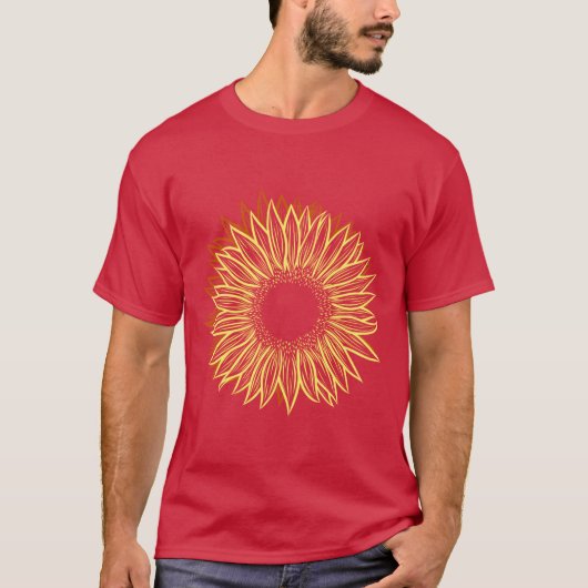 Floral Rustic Sunflower Light Hand Drawn T-shirt (Voorkant)