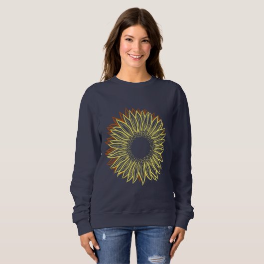 Floral Rustic Sunflower Light Hand Drawn Trui (Voorkant volledig)