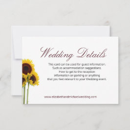 Floral Rustic Sunflower Wedding — Details Card Save The Date