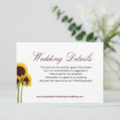 Floral Rustic Sunflower Wedding — Details Card Save The Date (Staand voorkant)