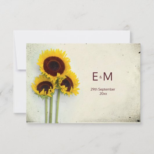 Floral Rustic Sunflower Wedding — Details Card Save The Date (Achterkant)