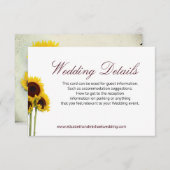 Floral Rustic Sunflower Wedding — Details Card Save The Date (Voorkant / Achterkant)