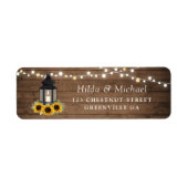 Floral Rustic Sunflower Wood Lantern String Lights Etiket (Voorkant)
