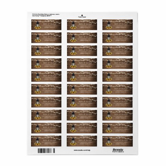 Floral Rustic Sunflower Wood Lantern String Lights Etiket (Full Sheet)