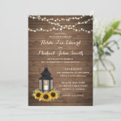 Floral Rustic Sunflower Wood Lantern String Lights Kaart (Staand voorkant)