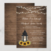 Floral Rustic Sunflower Wood Lantern String Lights Kaart (Voorkant / Achterkant)