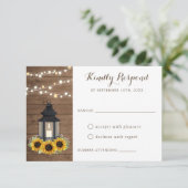 Floral Rustic Sunflower Wood Lantern String Lights Kaart (Staand voorkant)