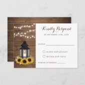 Floral Rustic Sunflower Wood Lantern String Lights Kaart (Voorkant / Achterkant)