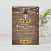 Floral Rustic Sunflower Wood Lantern String Lights Kaart (Staand voorkant)