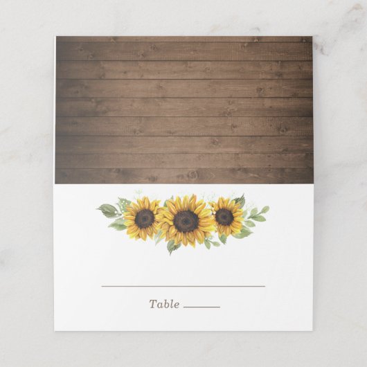 Floral Rustic Sunflower Wood Romantic Plaatskaartje (Buitenkant ongevouwen)