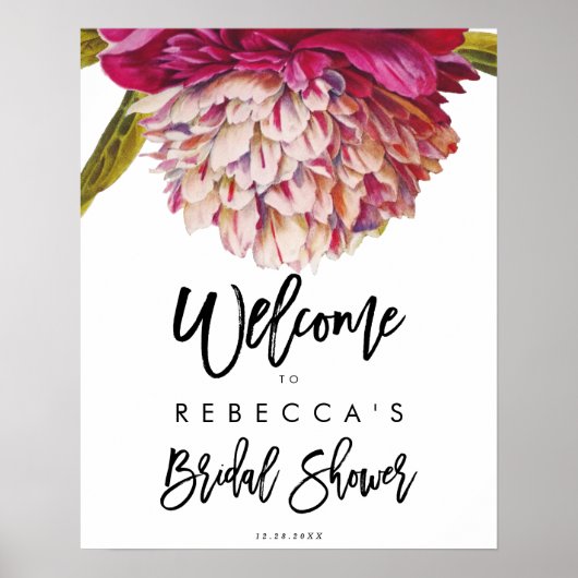 floral rustic vrijgezellenfeest welkomstbord poster (Voorkant)