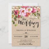 Floral Rustic Wedding Invitation Kaart (Voorkant)