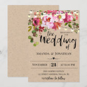 Floral Rustic Wedding Invitation Kaart (Voorkant / Achterkant)