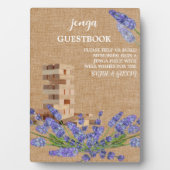 Floral Rustic Wedding Jenga Guest Book Sign Fotoplaat (voorkant)