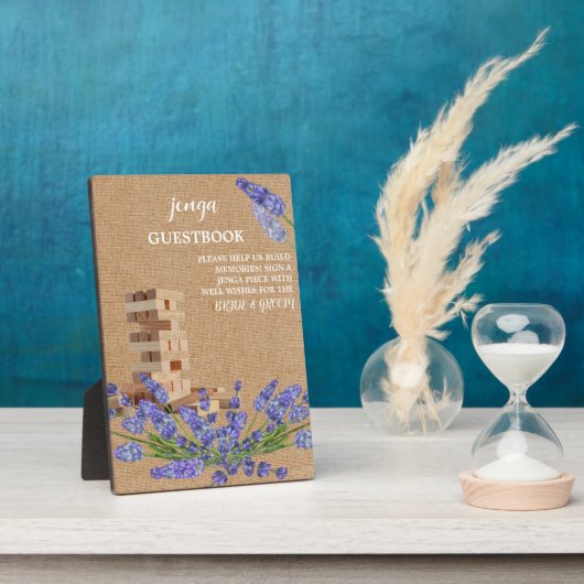 Floral Rustic Wedding Jenga Guest Book Sign Fotoplaat (Zijkant)